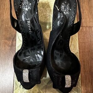 J.Renee Black Heels with Rhinestone Accent